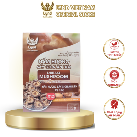 Nấm hương sấy giòn ăn liền LYND vị BBQ 70g